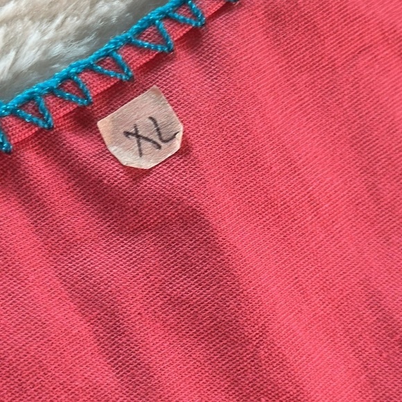 Mexican Embroidered Coral Floral Caftan Shift Oaxacan Peasant Boho Dress XL NWOT - Picture 8 of 16